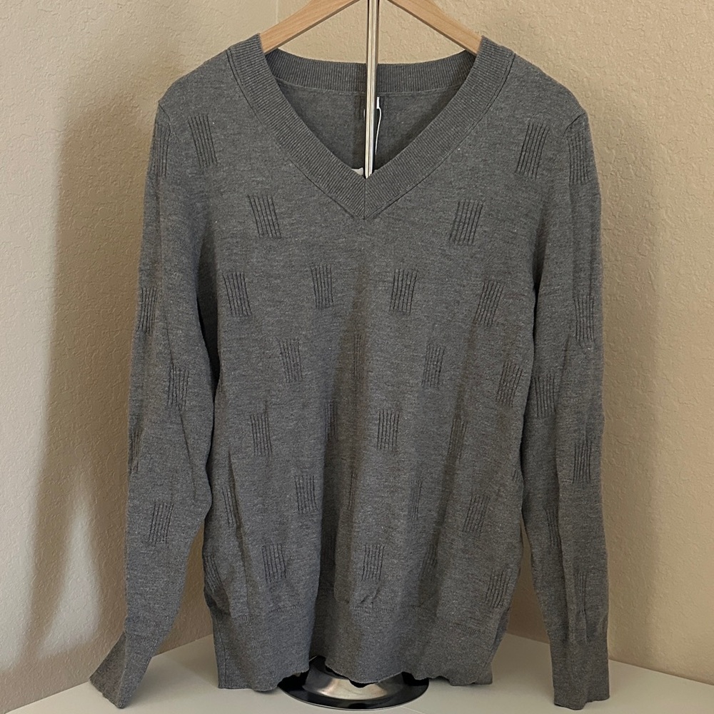 Women’s gray V-neck sweater